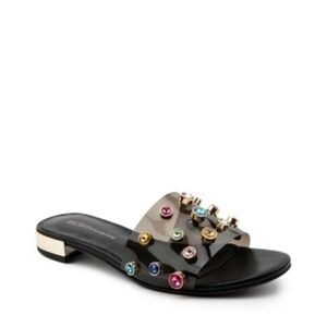 Bcbg Derla Slide Sandal in Black/Smoke Leather,black/ smoke leather 9.5
